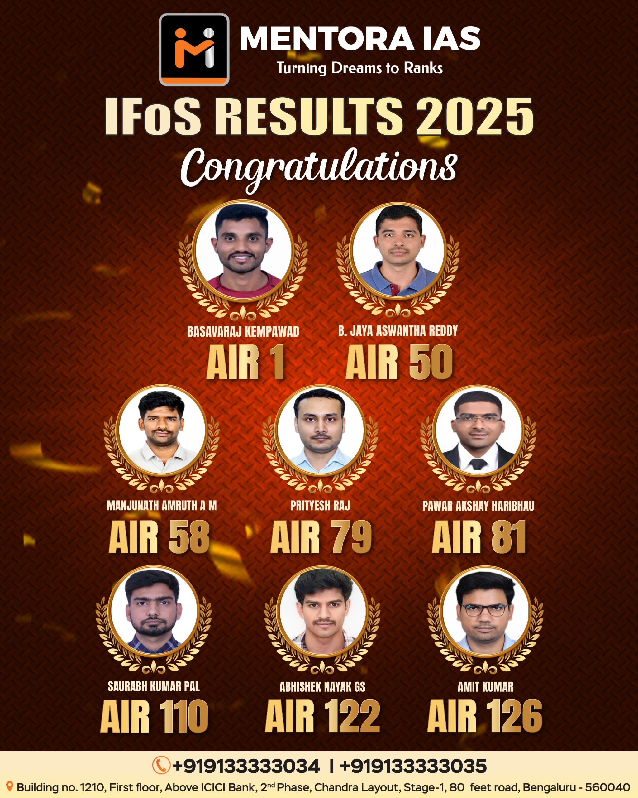 MentoraIAS — IFoS Results 2025: Congratulations to our top ranks